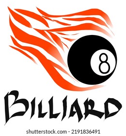 Billiard ball number eight flame fire vektor