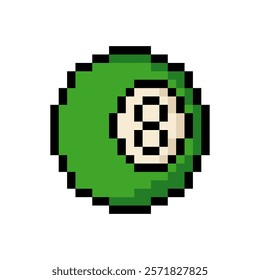 Billiard ball number eight in pixel art style