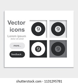 Billiard ball placed on web page template flat vector icon.