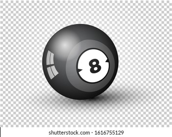 Billiard Ball Of Pool Or Snooker With Number Eight, Isolated On Transparent Background. Colorful Symbol Modern, Simple, Icon For  UI, Mobile App, Website Design. Realistic Vector Illustration. EPS10.