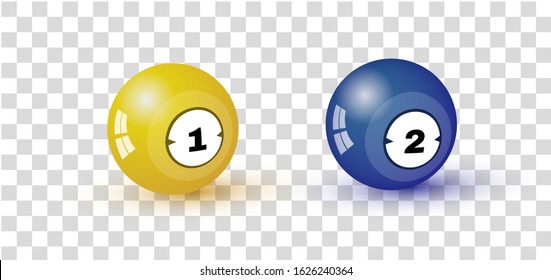 Billiard Ball Of The Pool Or Snooker With Number One, Isolated On Transparent Background. Colorful Symbol Modern, Simple, Icon For  UI, Mobile App, Website Design. Realistic Vector Illustrations Set.