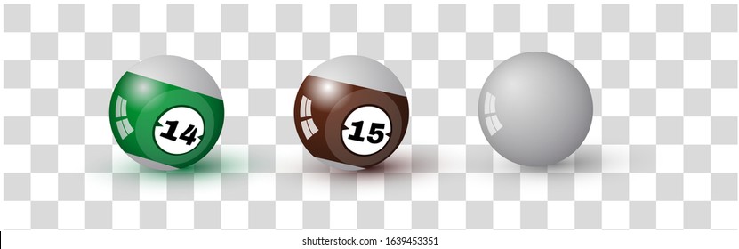Billiard Ball Of The Pool Or Snooker With Several Numbers, Isolated On Transparent Background. Colorful Symbol Modern, Simple, Icon For Mobile App, Website Design. Realistic Vector Illustrations Set.