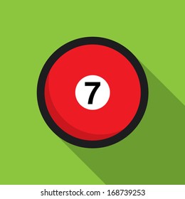 Billiard ball retro poster, sport and recreation concept, Lucky 7