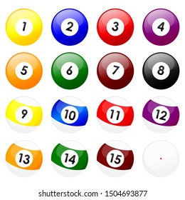 Billiard Ball Set Pack with White Background. Icon Vector Design. Vector Editable