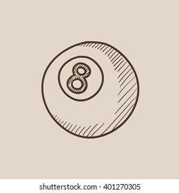 Billiard ball sketch icon.