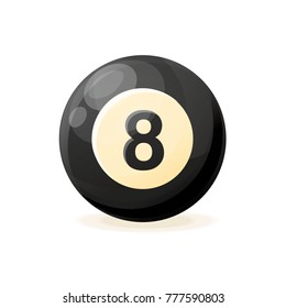 Billiard ball, sports game, realistic ball for pool, snooker. Professional sport, hobby. Vector illustration isolated