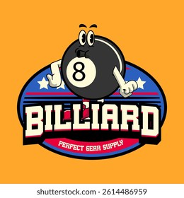 Billiard Ball Sports mascot cartoon character in Vintage Style