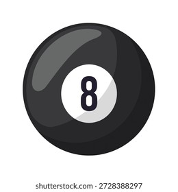 Ilustración vectorial de bola de billar, icono de bola de billar, número 8 bola de billar, número ocho bola de billar
