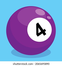 billiard ball vector illustrations number four - number 4