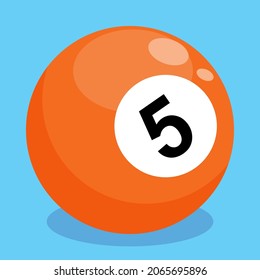 ilustraciones del vector de bola de billar número cinco - número 5