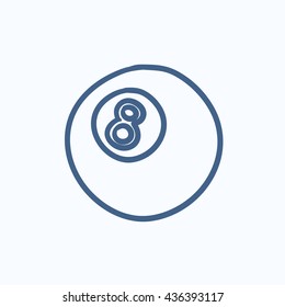 Billiard ball vector sketch icon isolated on background. Hand drawn Billiard ball icon. Billiard ball sketch icon for infographic, website or app.