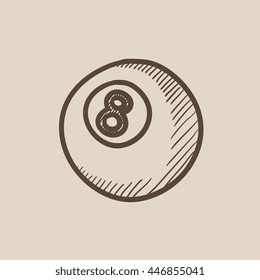 Billiard ball vector sketch icon isolated on background. Hand drawn Billiard ball icon. Billiard ball sketch icon for infographic, website or app.