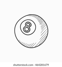 Billiard ball vector sketch icon isolated on background. Hand drawn Billiard ball icon. Billiard ball sketch icon for infographic, website or app.