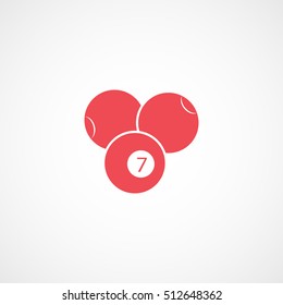 Billiard Balls 7 Red Flat Icon On White Background