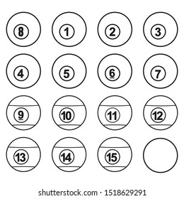 Billiard balls collection icon isolated on white background. Billiard symbol modern, simple, vector, icon for website design, mobile app, ui. Vector Illustration