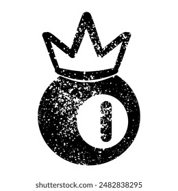 Billiard balls and crown drawn with graffiti in grunge style