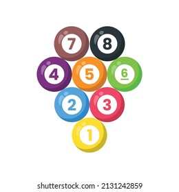 Billiard Balls Flat Illustration. Clean Icon Design Element on Isolated White Background