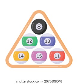Billiard balls in flat style icon, playing accessory 
