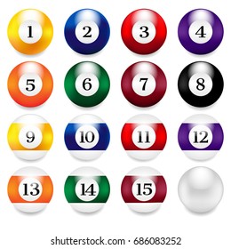 Billiard Balls Gradient Mesh, Vector Illustration