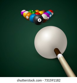 billiard balls. billiard green table. Vector illustration