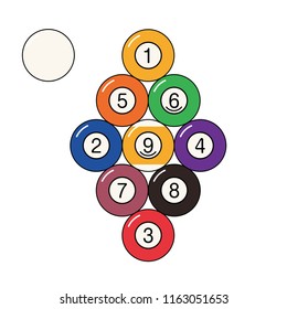 Billiard balls No. 1 to 9, vector data
