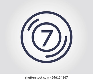 billiard balls numbered seven. billiard logo vector. sports equipment
