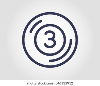 billiard balls numbered three. billiard logo vector. sports equipment