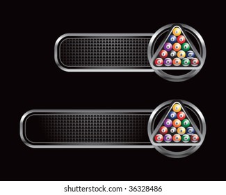billiard balls on black tabs