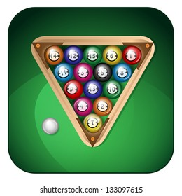 billiard balls on a green background