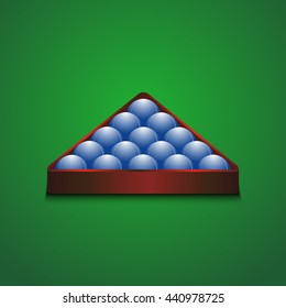 Billiard balls on green table for emblems label elements