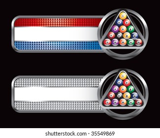 billiard balls on red white and blue web banners