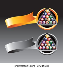 billiard balls on ribbons