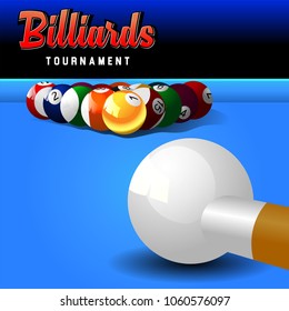 Billiard balls on table vector. Billiard game sport competition leisure illustration