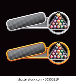 billiard balls on tilted banners