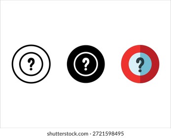 Bolas de billar sobre fondo blanco Tres iconos de signo de interrogación en marcos circulares con fondos blancos negros y rojos azulados para uso de diseño de interfaz de usuario