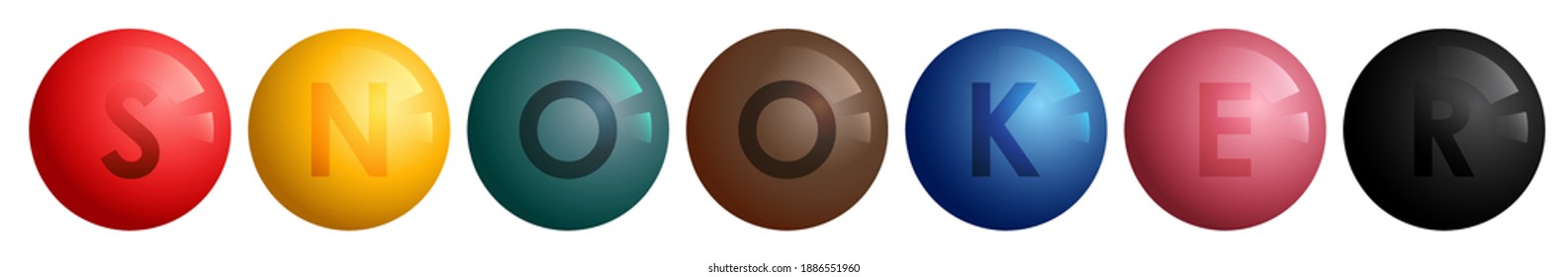 billiard balls for playing snooker with name of the game SNOOKER. Sports design element for competitions. Vector