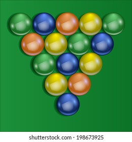 Billiard balls in a pyramid.