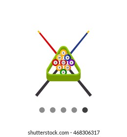 Billiard Balls in Rack and Cues Icon