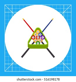 Billiard Balls in Rack and Cues Icon