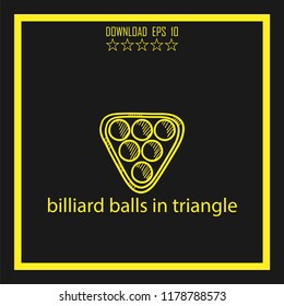 billiard balls in traingle sketch vector icon