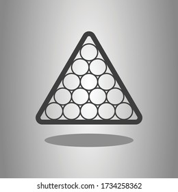 Icono simple de bolas de billar triángulo. Diseño plano