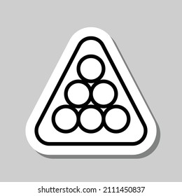 Billiard balls triangle simple icon. Flat desing. Sticker with shadow on gray background.ai