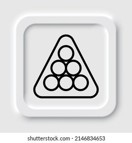 Billiard balls triangle simple icon. Flat design. Neumorphism design.ai