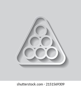 Billiard balls triangle simple icon. Flat design. Paper style with shadow. Gray background.ai