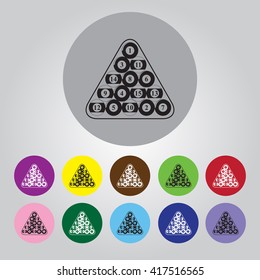 Billiard balls triangle - Vector icon isolated