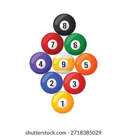Ícone vetorial de bolas de bilhar ilustração, clip art de bilhar, ícone de equipamento de bilhar, snooker pool acessórios ilustração vetorial
