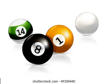 Billiard balls, vector illustration