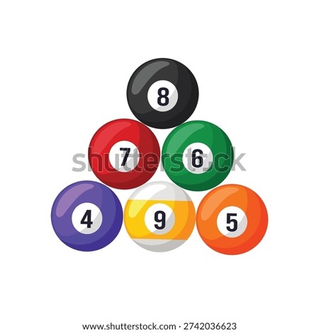 Billiard balls vector illustration, billiard ball icon, billiard balls with numbers flat vector image
