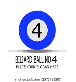 Billiard blue pool ball with number 4snooker vector image