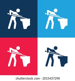 Billiard blue and red four color minimal icon set
